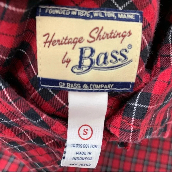 Heritage Shirtings By Bass Shirt Woman Small Red Black Plaid Button Ruffles - Picture 5 of 8